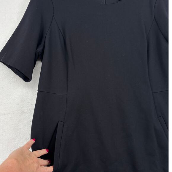 Lands' End Sheath Dress Womens Size 18 Black Ponte Knit Stretch Pockets Back Zip - Picture 2 of 10
